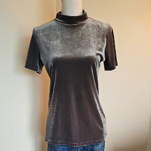 White House Black Market Velvet Mock Neck Top